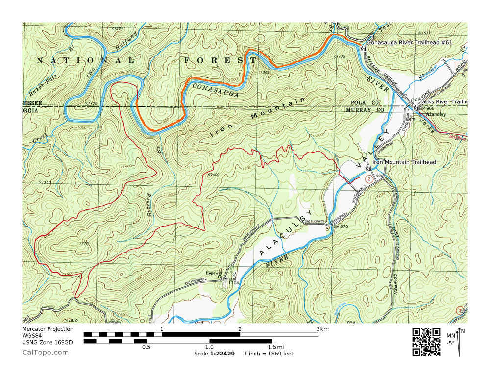 Map of Conasauga River Trail 61
